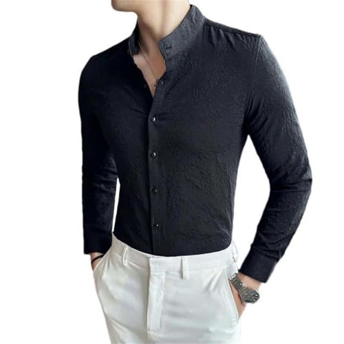 Chemise homme manches longues col mandarin coton respirant casual