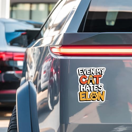 Image of Magnet Me Up Even My Cat Hates Elon Magnetic Decal Funny Political Car Magnet, Durable Waterproof Vinyl, UV-Printed for Fade Resistance, Anti-Elon Musk Gift, 4.5x5 Inches, Made in USA