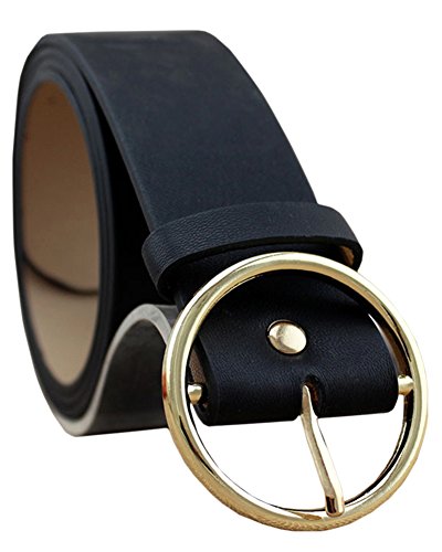 X&F Women's Solid Round Buckle Faux Leather Wide Belt Fashion Jeans Belts2