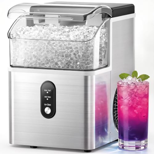 Image of Electactic Nugget Ice Maker Countertop, 35Lbs /24H, Ready in 7 Mins Pebble Ice Maker Machine, Self-Cleaning Pellet Ice Maker with Ice Scoop&Basket, Countertop Sonic Ice Makers for Home, Stainless Steel