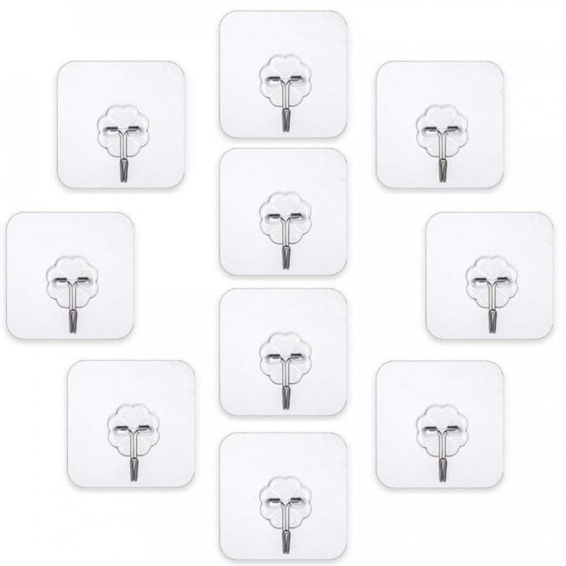 Flower Design Wall Hook, Self-Adhesive Multi-Purpose Hook for Clothes, Towels, Handbags and Keys, Damage-Free No-Drill Wall Mount Hanger for Home and Office 10 pcs
