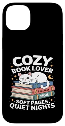 Cozy Book Lover Ragdoll Mom �\�t�g�y�[�W �Â��Ȗ� �X�}�z�P�[�X iPhone 14 Plus �p