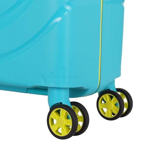 Image of American Tourister Polycarbonate Material Circurity Max 68 cm Small Hardside Cabin Suitcase with Xtrasecu 3-Point Locking System & Double 8 Spinner Wheels for Unisex - Scuba Blue