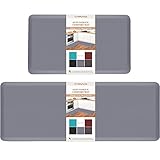 HappyTrends Kitchen Mat [2PCS] Cushioned Comfort Anti-Fatigue Floor Mat, Waterproof Non-Slip Kitchen Rugs, Thick Perfect Ergonomic Foam Standing mat for Kitchen, Home, Office, Laundry,Grey