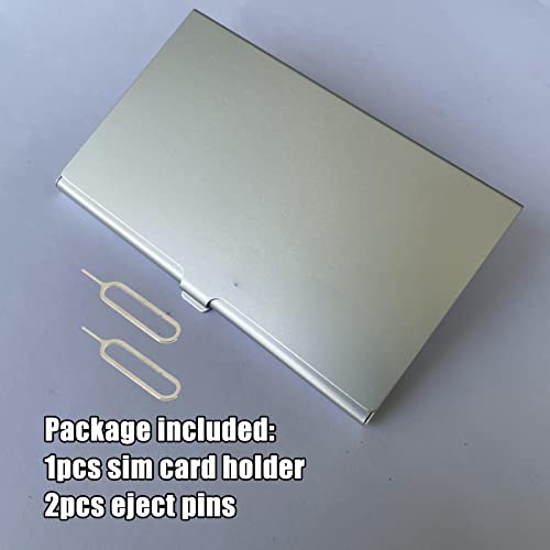 Aluminum Sim Card Case, 12 Slots Ultrathin Nano Sim Card Holder With Eject Pin Set For Travelers Or Holiday Trip (Silver) #TOP4