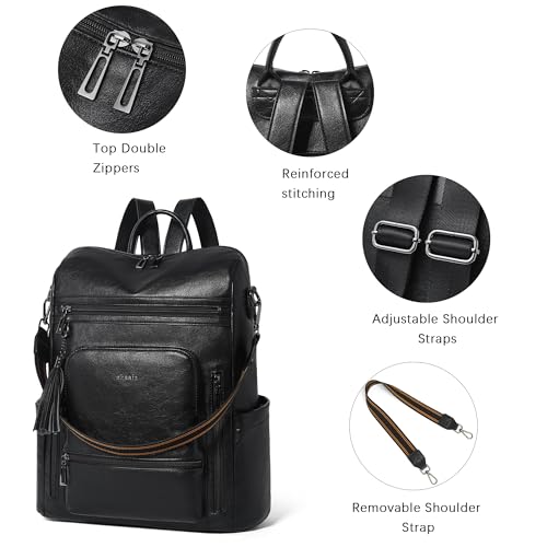 Image of Shrrie Vegan Leather Laptop Backpack for Women 15.6 inch Work Backpack Fashion Travel Backpack Purse for Business College