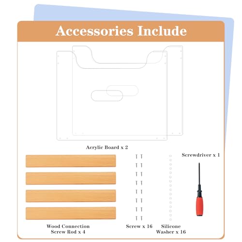 Hotyin A4 Hängeregistraturkorb, Hängemappen-Organizer aus Acryl und Holz mit Griffen, Transparenter Hängeregistratur Rahmen für Büro & Zuhause（Ohne Suspendierungsakten）