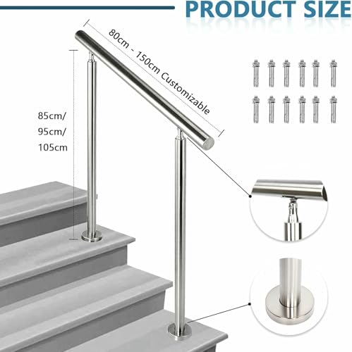 Main courante réglable inox escalier extérieur anti chute et kit - 3