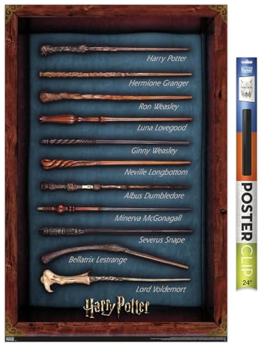 Trends International The Wizarding World: Harry Potter - Wands Wall Poster, 22.375" x 34", Premium Poster & Clip Bundle