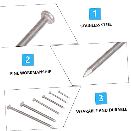 Juego de 460 Clavos Redondos de Cabeza Plana de Acero Inoxidable para Madera, Sujetadores Resistentes para Proyectos de Bricolaje miniatura 3
