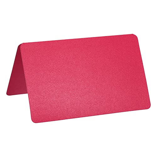 PATIKIL Lot de 50 cartes de vœux vierges pliables pour mariage, fête, décoration de bricolage, marque-place de table, papier nacré rouge Cover