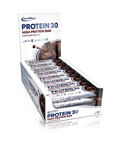 IronMaxx Protein 30  Proteinriegel mit weniger als 1g Zucker (zuckerarm) & ohne Palmöl  weicher Eiweißriegel  Zusatz von Vitaminen  high Protein  Tray mit 24 x 35g Riegeln in Schokolade
