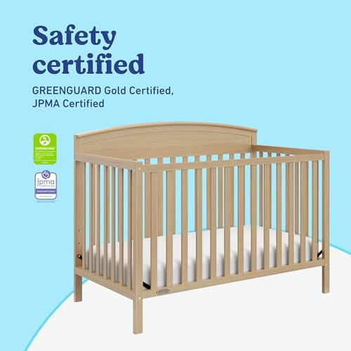 Image of Graco Benton 5-in-1 Convertible Crib, Driftwood | GREENGUARD Gold Certified, Converts from Baby Crib to Toddler Bed, Daybed and Full-Size Bed, Fits Standard Baby Crib Mattress