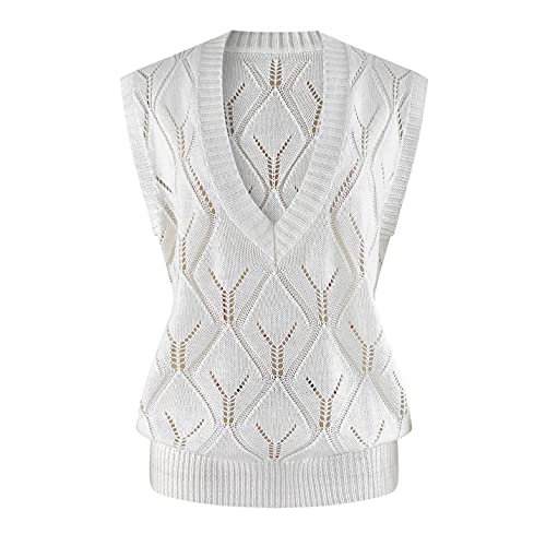 Padaleks Women V Neck Knit Sweater Vest Loose Sleeveless Oversized Knitwear Pullover Fall Winter Tanks For Girl #TOP4