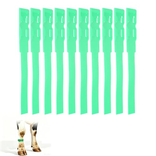 Cyrank Bandas De Identificación De Vacas, 10 Piezas, Bandas De Identificación De Ganado, Banda para Patas De Ganado, Anillos De Identificación De Ganado, Cinta para Marcar Pies De Ganado (Verde)
