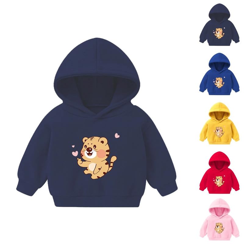 Boys and Girls Printed Blue Tiger Kids Hoodies Regular Fit Winter wear Full-Sleeve Round Neck Sweatshirt