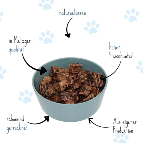 Frostfutter Perleberg Snack-Box | 1 kg getrocknete Rinderlunge für Hunde | 100% natürliche Hundesnacks | Schonend getrocknet, fettarm & proteinreich | Belohnung & Kauspaß | Made in Germany