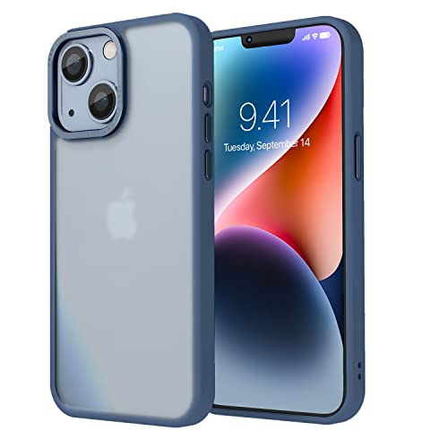 Image of Vaku Luxos Trans Armor for iPhone 14 Cover Case, 6 Feet Drop, Metal Ring Camera Protection, Shockproof, Scratch Resistant, Slim, Compatible with iPhone 14 Back Cover - Dark Blue