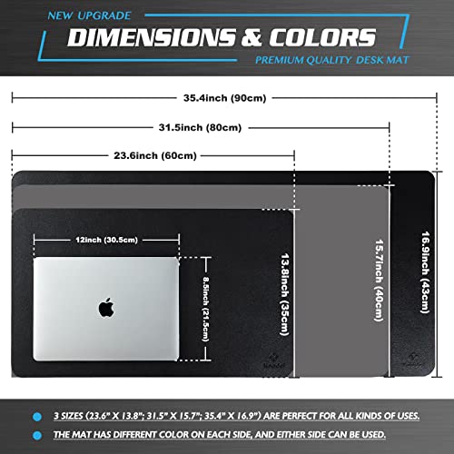 K Knodel Mouse Pad, Waterproof Desk Mat For Desktop, Leather Desk Pad For Keyboard And Mouse, Desk Pad Protector For Office And Home (Black, 31.5" X 15.7") #TOP3