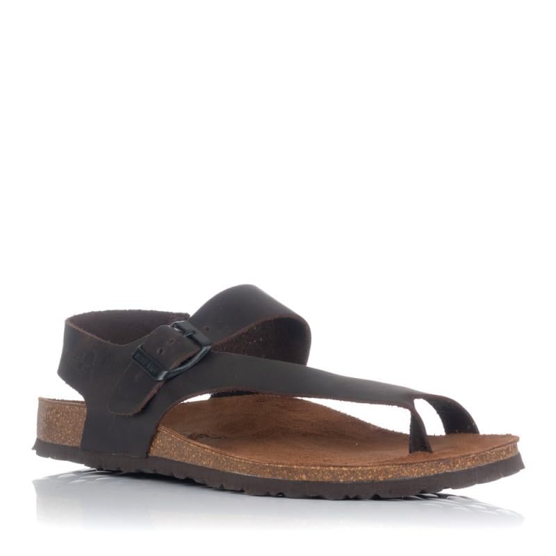 Sandalias Inter Bios Hombre 9512 Moka en piel con diseño ergonómico de dos tiras