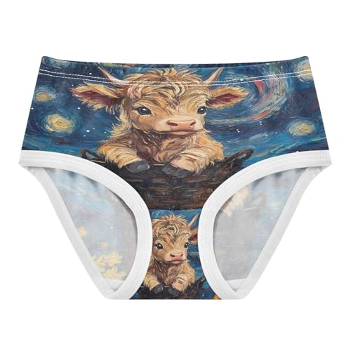 Cute Baby Highland Cow Basket Van Gogh Starry Night Toddler Girls's Underwear 2T 202b8589
