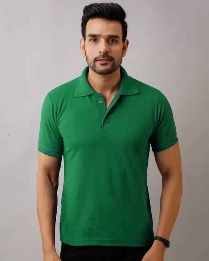 Image of INKKR Men's Polo Neck Half Sleeve Solid T-Shirts
