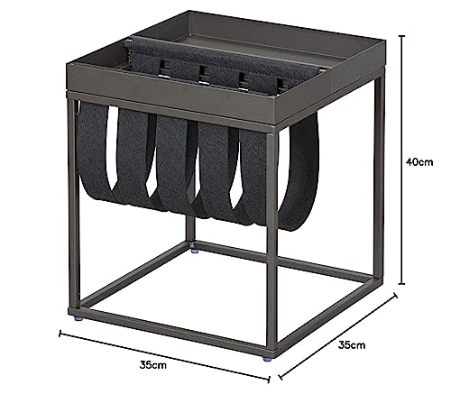 Inter Link - Couchtisch - Zeitungsständer - Funktionaler Tisch - anthrazit - lackiertes Metall - mit Zeitungsständer - gekochte Wolle Club NY