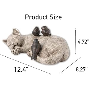 Comfy Hour Loving Memory Collection 12 Length Garden Accent Decorative Sparrows On Cat Figurine Polyresin Statue Stone Looking