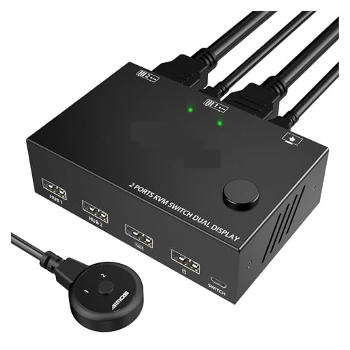 Conmutador KVM 2 entradas dual para controlar dos ordenadores y portátiles 3