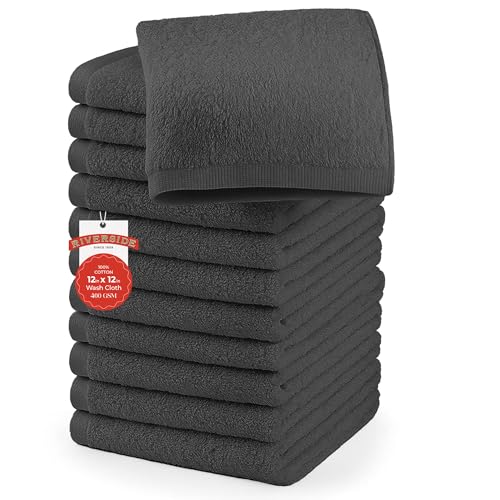 La mejor selección de Toalla facial economica Top 5. 50 RIVERSIDE - Juego de paños de algodón – Paquete de 12 unidades, 12 x 12 pulgadas, toallas faciales suaves y altamente absorbentes, paños de lavado de secado rápido para cara...