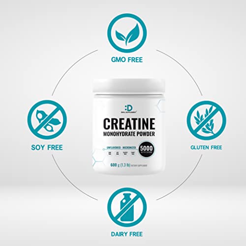 Creatine Monohydrate Powder 600 Grams (1.32Lb), Unflavored | Pure | Micronized Creatine Powder, 5000Mg(5G) Per Serving, 4 Month Supply, Vegan | Keto, Non-Gmo, No Filler, No Additives - 120 Servings #TOP2