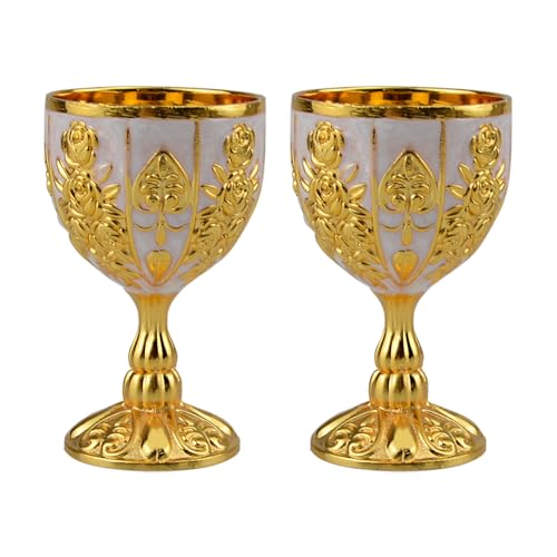 2 copas vintage doradas antiguas, copas de vino medievales en