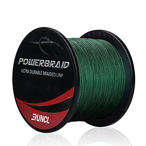 RUNCL PowerBraid Braided Fishing Line, Ultra Durable Braided Line 8 Strands - Seamless Weaving Tech, Enhanced Coating Tech, Round Profile, Zero Stretch (Moss Green, 300Yds, 60LB(27.2kgs)) by RUNCL - Used condition - US$15.04