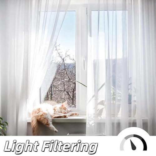 Visillos para dormitorio blancos de 195x80 cm que llenan tu salón de luz natural 8