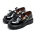 Girls School Uniform Shoes Loafers Thick Flats Sole Shoes Comfort Fashion Dress Shoe Outfits (Toddler/Little Kid) Black