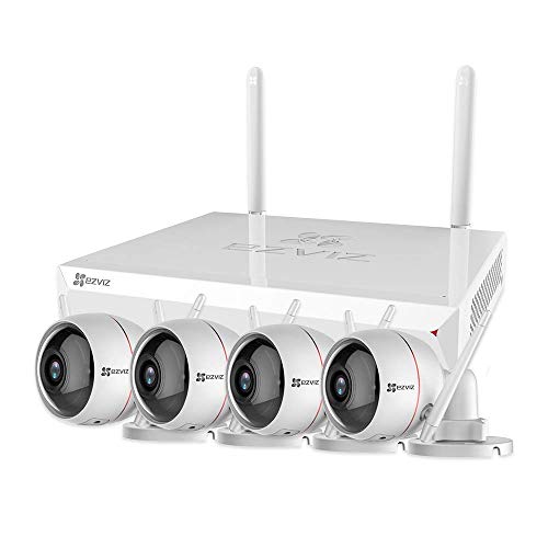 EZVIZ Outdoor Surveillance System 4 FHD 1080p Weatherproof Wi-Fi(2.4G Only) Security Cameras Strobe Light&Siren 100ft Night Vision DC Power Two Way Audio 8 Channel 1TB NVR Storage X5C-8(8CH+4 Cam)