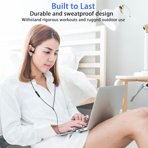 Wired Over Ear Earbuds with Microphone Ear Hook,3.5mm Sport Headphones 1.8M Long Wrap Around Ear Buds Wired for iPad iPod Cellphones 3.5mm Plug in Headsets for Samsung A15 A14 MP3 Switch Running,Black - Image 2