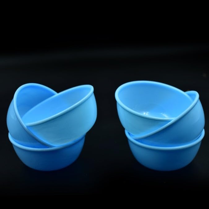 Image of BigPlayer Small Plastic Round Katori /Bowl Set, Dishwasher & Microwave Safe, BPA Free, Food Grade, Unbreakable for Rice, Soup, Pasta, Salad, Snack (Set of 6)