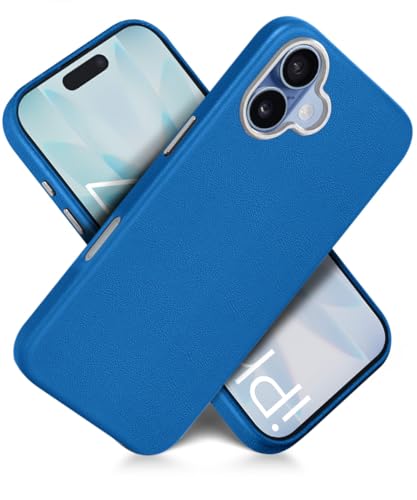 Image of WOW IMAGINE Back Cover for iPhone 17 | Shockproof Tough Leather Texture Hard Mobile Case | Ultra Slim Non-Slip Grip | Inner Velvet Fabric | Metal Camera Ring - Blue
