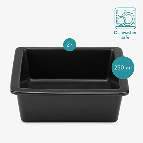 Navaris Moderne Futterstation für Katzen und Hunde - Futternapf Set aus Steingut und Eisen - erhöhter Napf Ständer Metall - 2X Fressnapf Katzennapf spülmaschinenfest