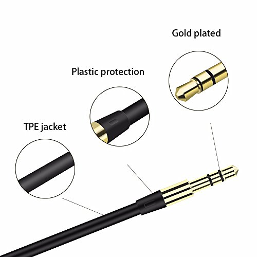 SDTEK Negro Premium 1 Metro 3,5 mm Oro Jack a Jack de Audio estéreo Aux Cable Auxiliar para iPhone, iPod, iPad, Samsung, Tablet, Coche, Teléfono