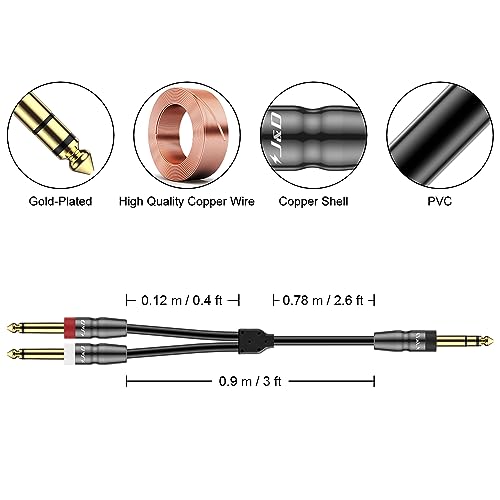 J&D 1/4 Inch TRS to Dual TS Cable - Image 2