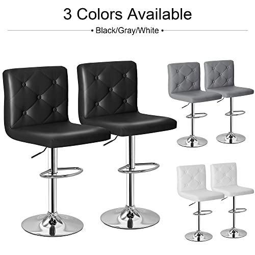 Vecelo Adjustable Bar Stools With Back, Bar Height Stools For Kitchen Counter, Bar Stools Set Of 2, Black #TOP3