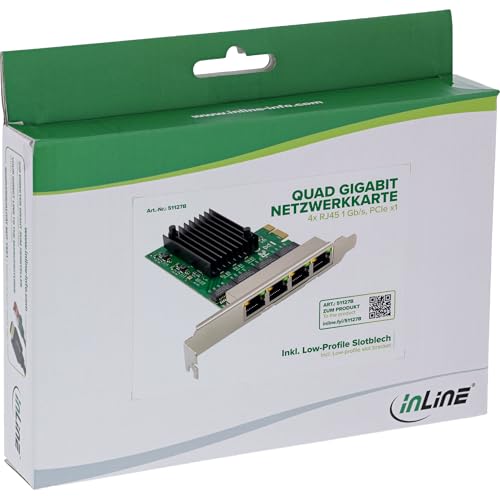 Tarjeta de red Inline Quad Gigabit 4 puertos RJ45 1Gb/s PCIe x1 con soporte Low Profile 51127B miniatura 7