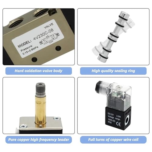Électrovanne pneumatique 4V230C-08 AC220V haute durabilité 1/4 - 5