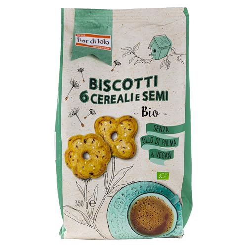 Fior di loto Biscotti biologici ai 6 cereali e semi - Gusto delicato e raffinato - Biscotti di qualità Premium - 350 g