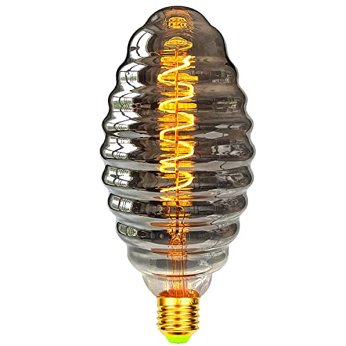 TIANFAN Bombillas Led φ95mm Muñeca Vintage Bombilla 4W Filamento Espiral Regulable Bombilla Edison Gigante 220-240V E27 Bombilla Decorativa Especial Humo