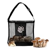 AMSNINK Bolsa de caza de setas, correa ajustable para el hombro, bolsa de malla, cesta de setas, bolsa de caza, para camping, senderismo, coleccionar, 35 cm x 40 cm (negro)