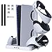 Produktbild TiMOVO Ladestation für PS VR2 & PS5, PSVR2 Ladestation 3-in-1 PS5 Schnellladestation Ständer mit 3 Modi Kühlung Lüfter, Abnehmbar Controller Halterung PS VR2 Controller Ladegerät PS VR2 Zubehör, Weiß