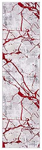 Safavieh Contemporary Rug for Living Room Dining Room, Bedroom - Amelia Collection, Short Pile, in Grey and Red, 61 X 213 cm - Image 3